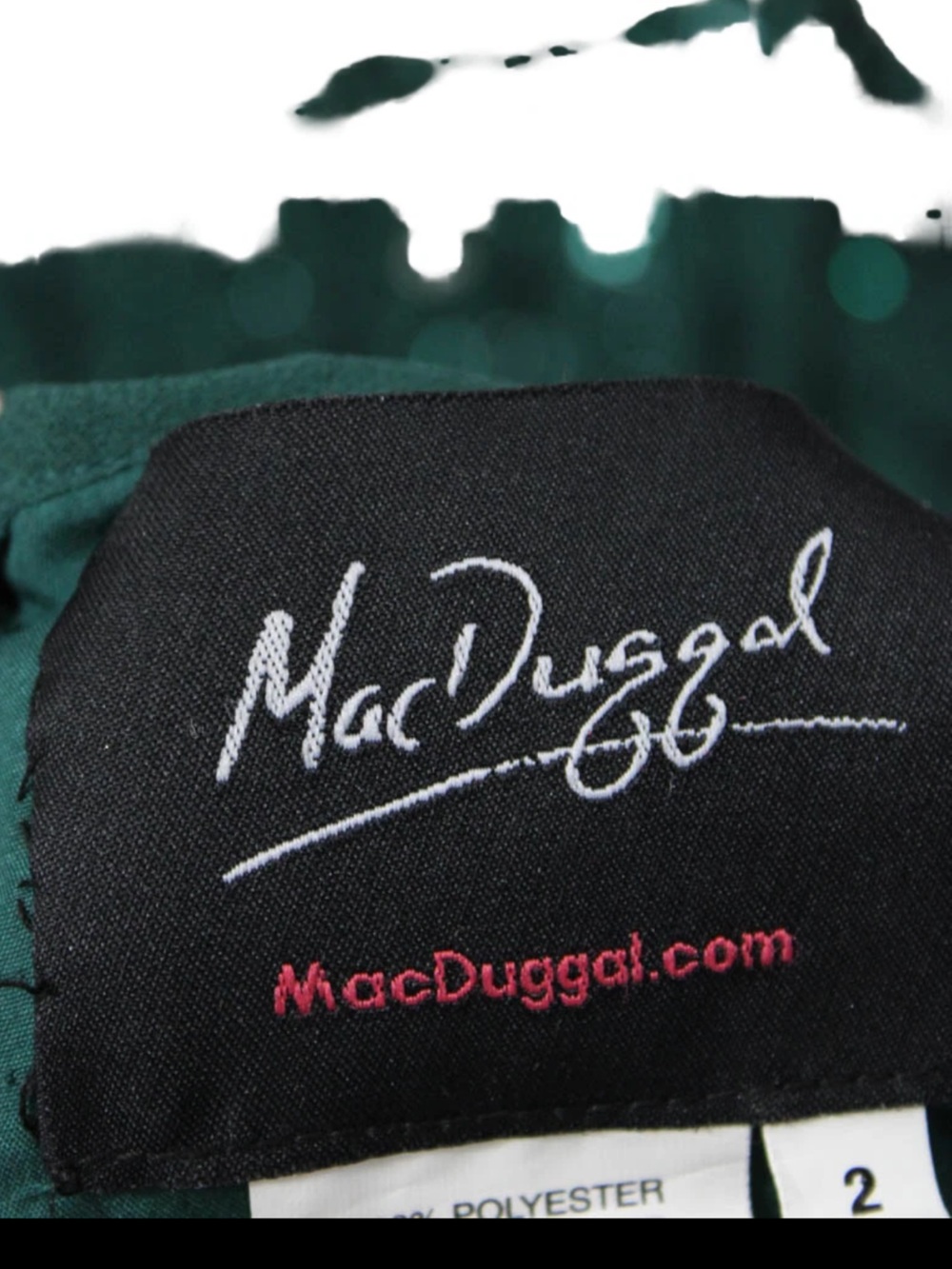 Mac Duggal Forest Green Beaded Cocktail Dress Size 2 Formal Evening Midi - Picture 10 of 10
